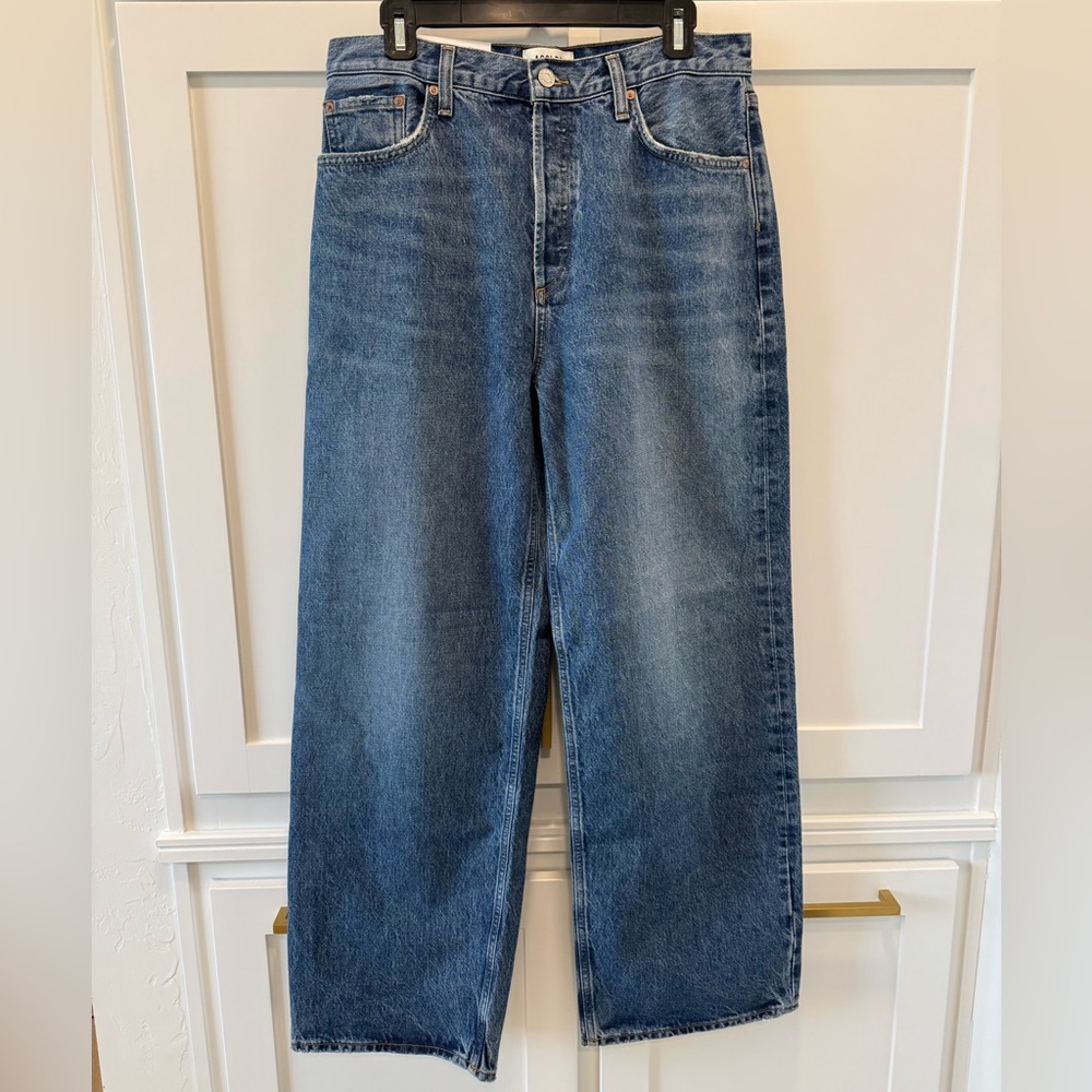 Agolde Straight-Leg High-Rise Jeans in Blue Denim